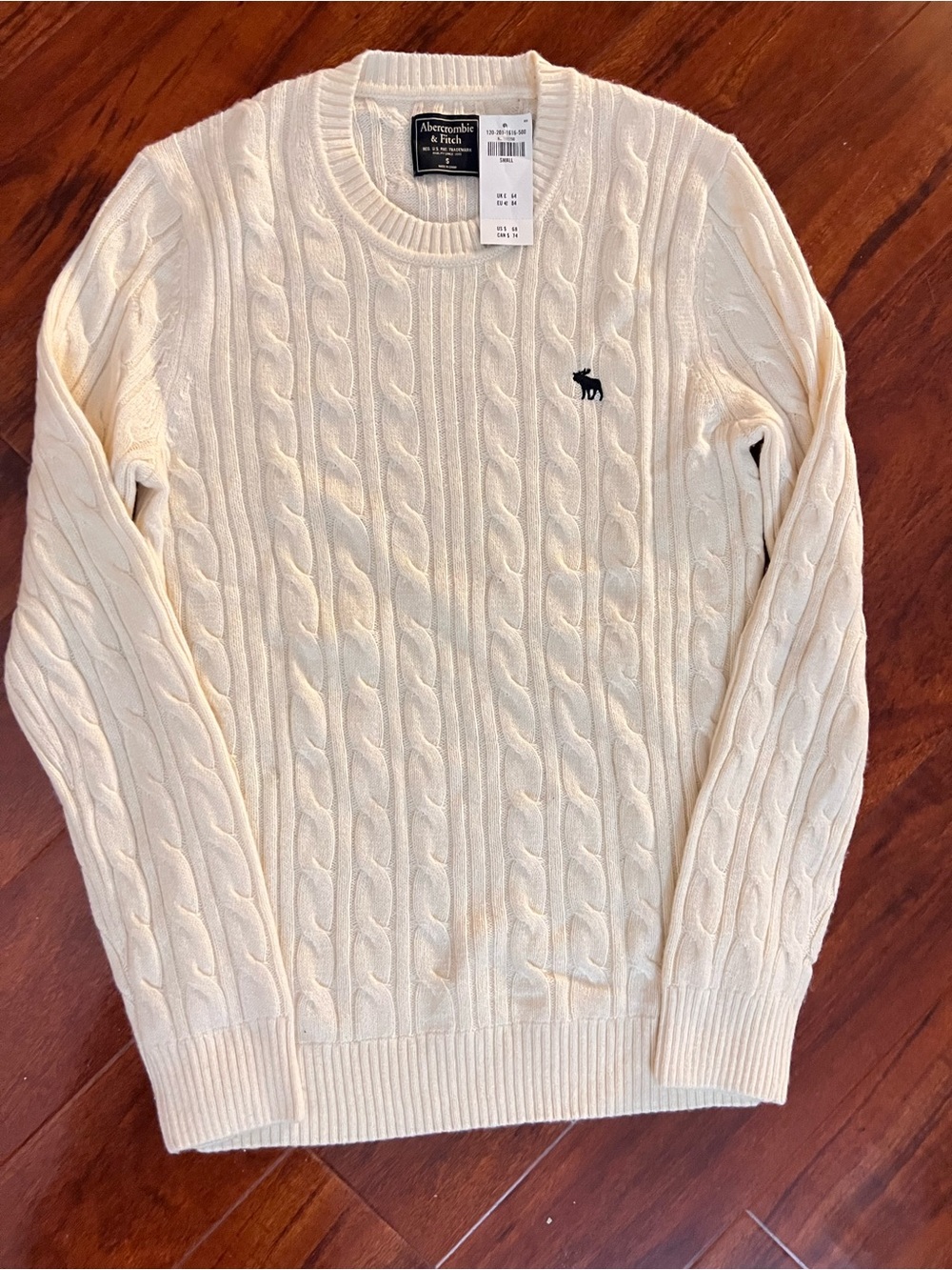 Abercrombie & Fitch Cream Cable-Knit Crewneck Sweater